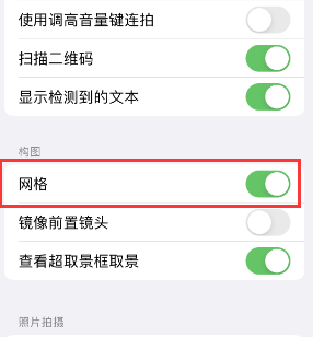 陈巴尔虎苹果手机维修网点分享iPhone如何开启九宫格构图功能